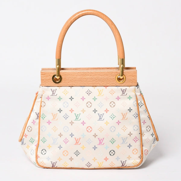 Like new LOUIS VUITTON Satin Abelia Handbag M92936 Monogram Multicolor Satin Wood Used 4a004163