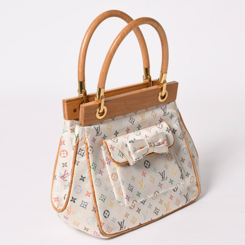 新品同様 LOUIS VUITTON ルイヴィトン サテン アベリア ハンドバッグ M92936 モノグラムマルチカラーサテン ウッド 中古 4a004163