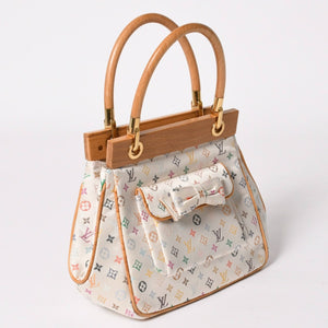 Like new LOUIS VUITTON Satin Abelia Handbag M92936 Monogram Multicolor Satin Wood Used 4a004163