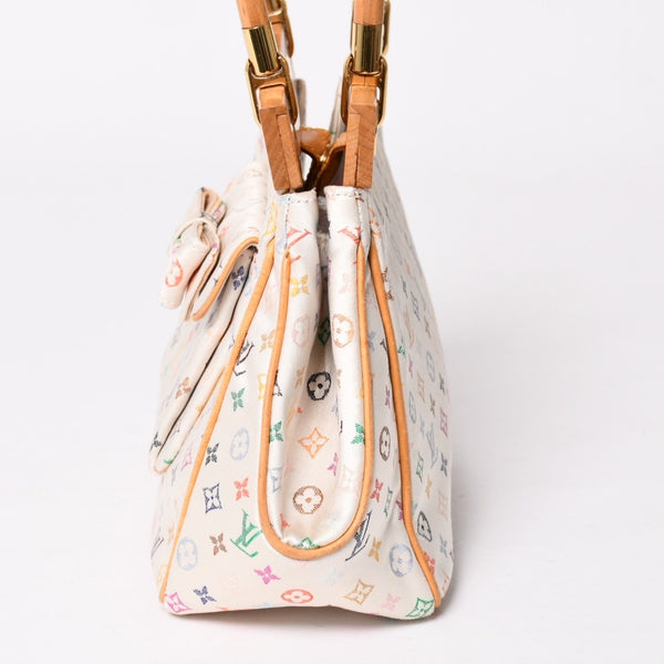 Like new LOUIS VUITTON Satin Abelia Handbag M92936 Monogram Multicolor Satin Wood Used 4a004163