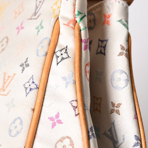 Like new LOUIS VUITTON Satin Abelia Handbag M92936 Monogram Multicolor Satin Wood Used 4a004163