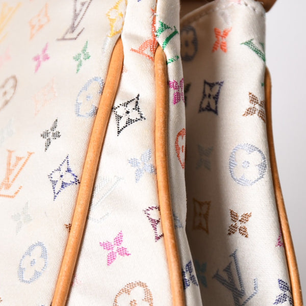 Like new LOUIS VUITTON Satin Abelia Handbag M92936 Monogram Multicolor Satin Wood Used 4a004163