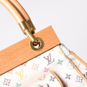 Like new LOUIS VUITTON Satin Abelia Handbag M92936 Monogram Multicolor Satin Wood Used 4a004163