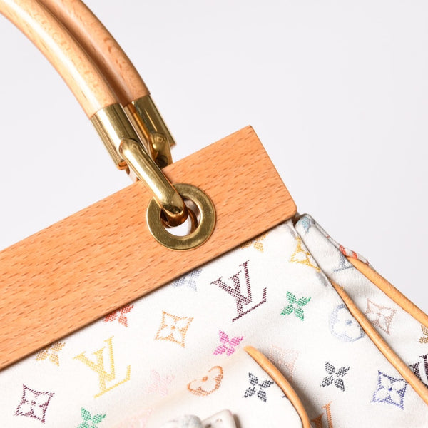 Like new LOUIS VUITTON Satin Abelia Handbag M92936 Monogram Multicolor Satin Wood Used 4a004163