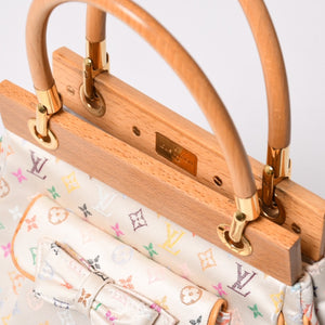 Like new LOUIS VUITTON Satin Abelia Handbag M92936 Monogram Multicolor Satin Wood Used 4a004163