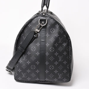 Very good condition LOUIS VUITTON Boston bag Keepall Bandouliere 55 Monogram Eclipse M40605 Used 4a004198