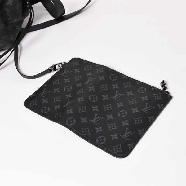Very good condition LOUIS VUITTON Monogram Eclipse Cover Light Tote Bag with Pouch M44228 Black Used 4a003978