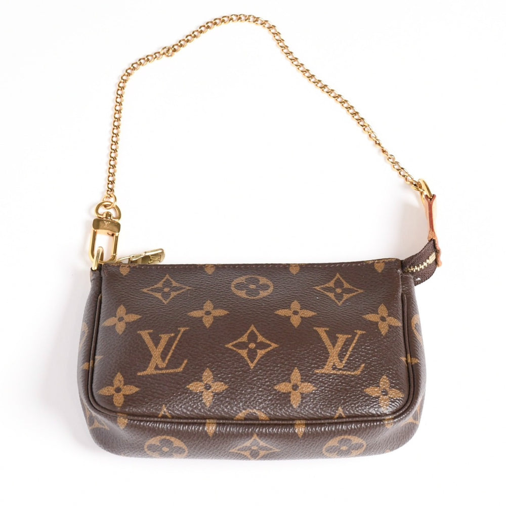 Very Good Condition LOUIS VUITTON Monogram Mini Pochette Accessory Pouch M58009 Brown Used 4a004208