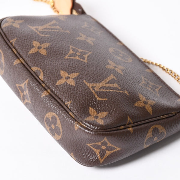 極美品 LOUIS VUITTON ルイヴィトン モノグラム ミニポシェット アクセソワール アクセサリーポーチ M58009 ブラウン 中古 4a004208