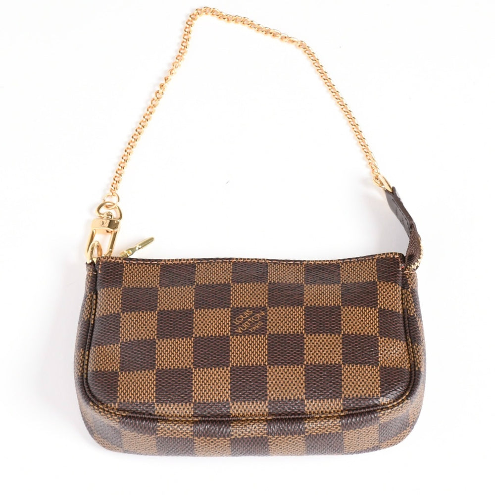 Very Good Condition LOUIS VUITTON Damier Mini Pochette Accessoire Pouch N58009 Brown Gold Hardware Used 4a004188