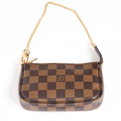 Very Good Condition LOUIS VUITTON Damier Mini Pochette Accessoire Pouch N58009 Brown Gold Hardware Used 4a004188
