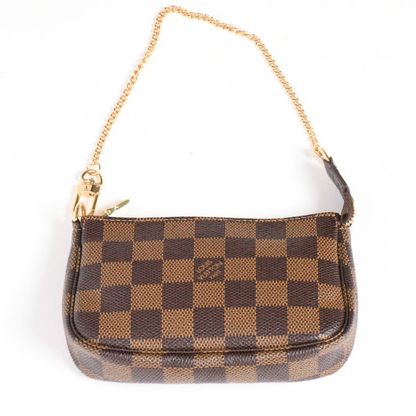 Very Good Condition LOUIS VUITTON Damier Mini Pochette Accessoire Pouch N58009 Brown Gold Hardware Used 4a004188