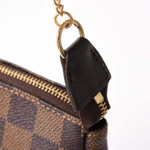 Very Good Condition LOUIS VUITTON Damier Mini Pochette Accessoire Pouch N58009 Brown Gold Hardware Used 4a004188