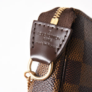 Very Good Condition LOUIS VUITTON Damier Mini Pochette Accessoire Pouch N58009 Brown Gold Hardware Used 4a004188
