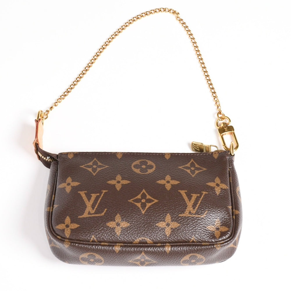 Very Good Condition LOUIS VUITTON Monogram Mini Pochette Accessory Pouch M58009 Brown Used 4a004208