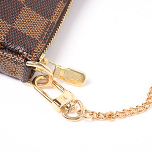 Very Good Condition LOUIS VUITTON Damier Mini Pochette Accessoire Pouch N58009 Brown Gold Hardware Used 4a004188