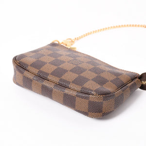Very Good Condition LOUIS VUITTON Damier Mini Pochette Accessoire Pouch N58009 Brown Gold Hardware Used 4a004188