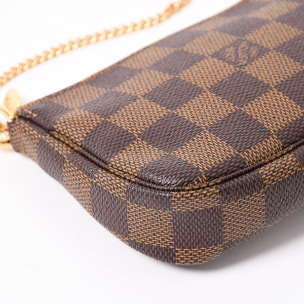 Very Good Condition LOUIS VUITTON Damier Mini Pochette Accessoire Pouch N58009 Brown Gold Hardware Used 4a004188