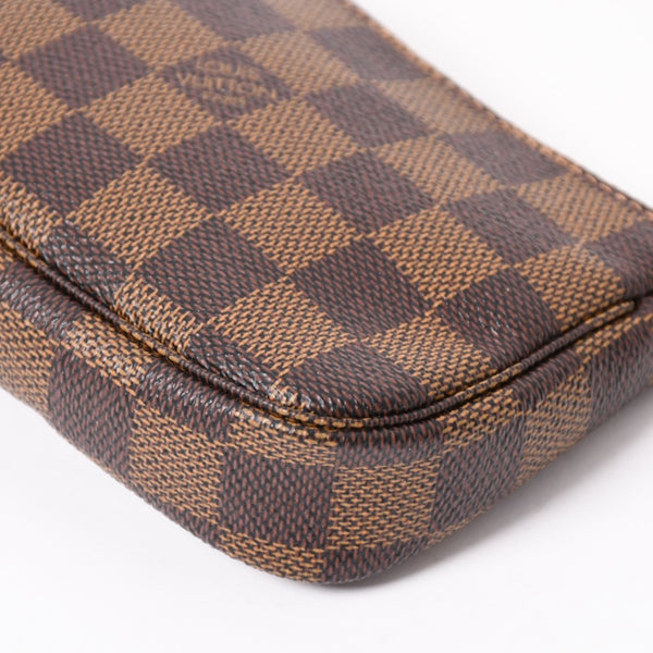 Very Good Condition LOUIS VUITTON Damier Mini Pochette Accessoire Pouch N58009 Brown Gold Hardware Used 4a004188