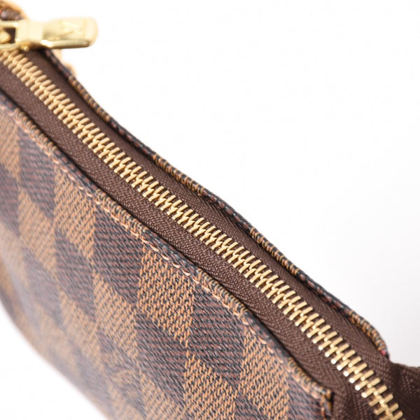 Very Good Condition LOUIS VUITTON Damier Mini Pochette Accessoire Pouch N58009 Brown Gold Hardware Used 4a004188