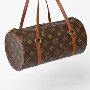 極美品 LOUIS VUITTON ルイヴィトン パピヨン26 ハンドバッグ M51366 モノグラム ブラウン レザー ゴールド金具 旧型 中古 4a004206