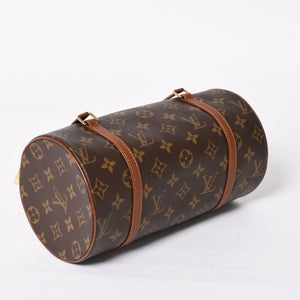 極美品 LOUIS VUITTON ルイヴィトン パピヨン26 ハンドバッグ M51366 モノグラム ブラウン レザー ゴールド金具 旧型 中古 4a004206