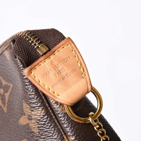 極美品 LOUIS VUITTON ルイヴィトン モノグラム ミニポシェット アクセソワール アクセサリーポーチ M58009 ブラウン 中古 4a004208