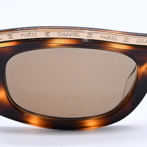 極美品 CHANEL シャネル サングラス アイウェア 07798 91235 ココマーク ゴールド ブラウン べっ甲カラー 中古 4a004059