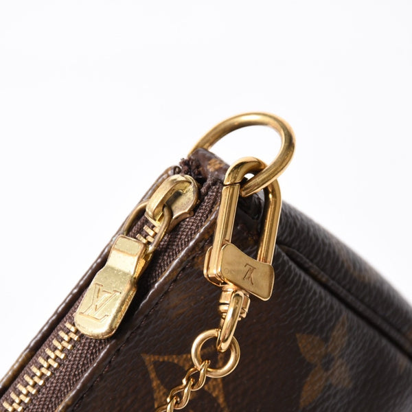 極美品 LOUIS VUITTON ルイヴィトン モノグラム ミニポシェット アクセソワール アクセサリーポーチ M58009 ブラウン 中古 4a004208