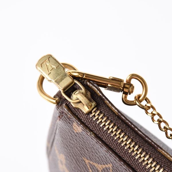 極美品 LOUIS VUITTON ルイヴィトン モノグラム ミニポシェット アクセソワール アクセサリーポーチ M58009 ブラウン 中古 4a004208