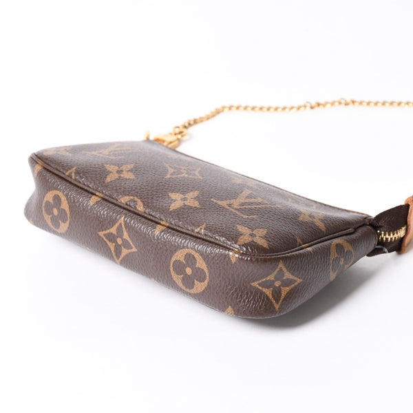 極美品 LOUIS VUITTON ルイヴィトン モノグラム ミニポシェット アクセソワール アクセサリーポーチ M58009 ブラウン 中古 4a004208
