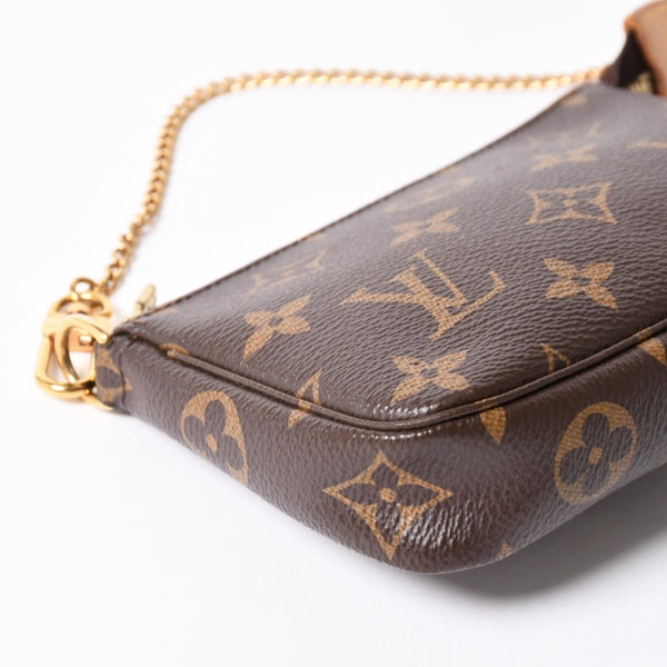 極美品 LOUIS VUITTON ルイヴィトン モノグラム ミニポシェット アクセソワール アクセサリーポーチ M58009 ブラウン 中古 4a004208