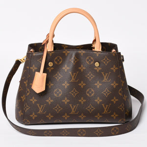 Like new LOUIS VUITTON Montaigne BB Monogram Handbag M41055 Brown Used 4a004213