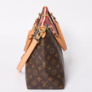 極美品 LOUIS VUITTON ルイヴィトン VトートMM 2WAY ハンドバッグ ショルダーバッグ PVC レザー レッド ブラウン M43957 中古 4a004205