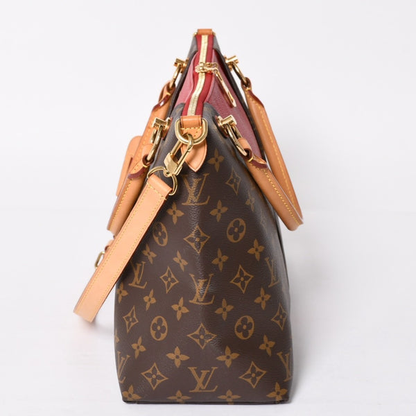 極美品 LOUIS VUITTON ルイヴィトン VトートMM 2WAY ハンドバッグ ショルダーバッグ PVC レザー レッド ブラウン M43957 中古 4a004205