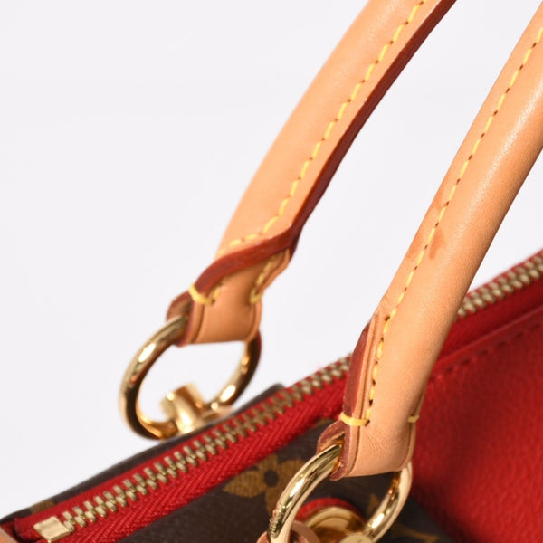 極美品 LOUIS VUITTON ルイヴィトン VトートMM 2WAY ハンドバッグ ショルダーバッグ PVC レザー レッド ブラウン M43957 中古 4a004205