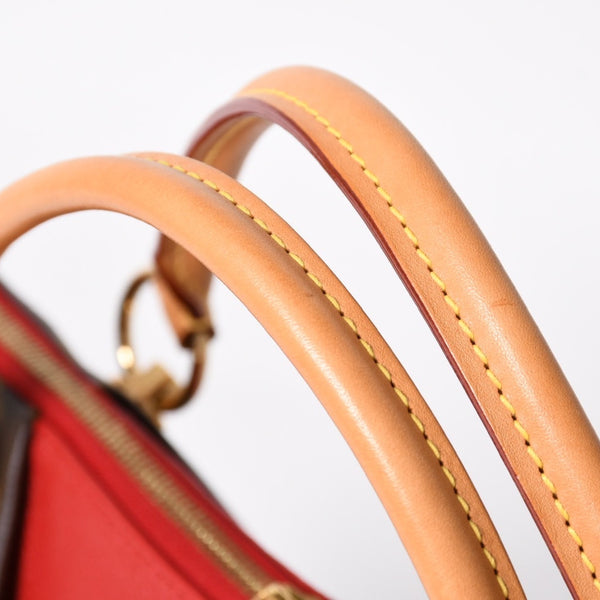 極美品 LOUIS VUITTON ルイヴィトン VトートMM 2WAY ハンドバッグ ショルダーバッグ PVC レザー レッド ブラウン M43957 中古 4a004205