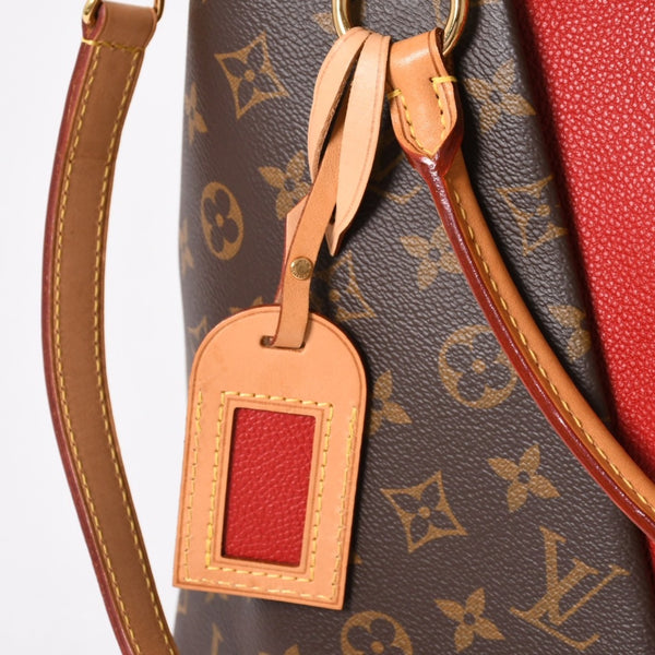 極美品 LOUIS VUITTON ルイヴィトン VトートMM 2WAY ハンドバッグ ショルダーバッグ PVC レザー レッド ブラウン M43957 中古 4a004205