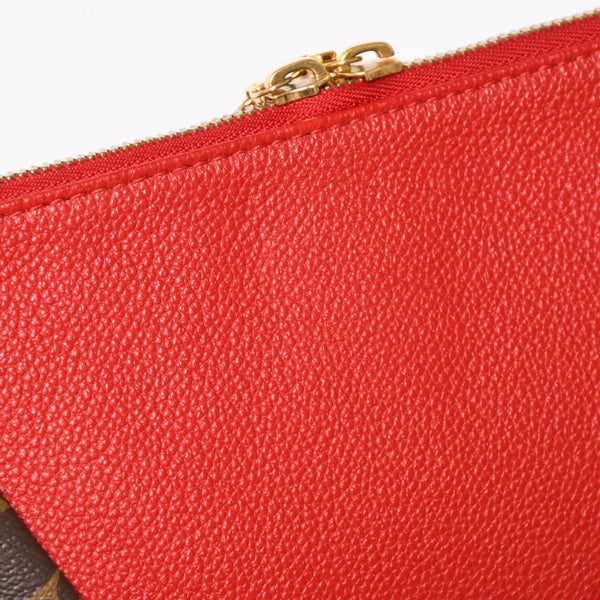 極美品 LOUIS VUITTON ルイヴィトン VトートMM 2WAY ハンドバッグ ショルダーバッグ PVC レザー レッド ブラウン M43957 中古 4a004205