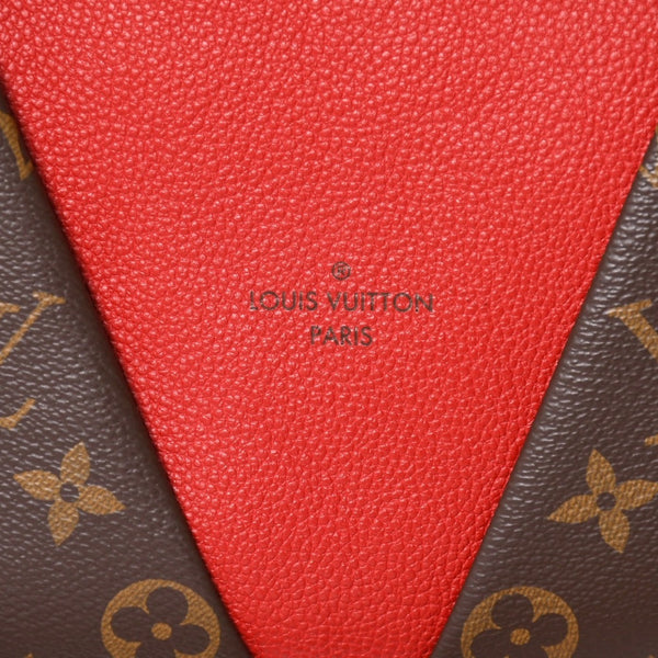 極美品 LOUIS VUITTON ルイヴィトン VトートMM 2WAY ハンドバッグ ショルダーバッグ PVC レザー レッド ブラウン M43957 中古 4a004205