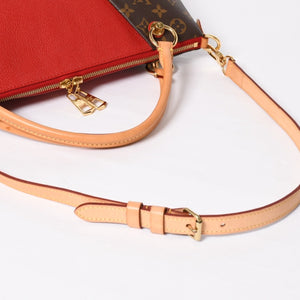極美品 LOUIS VUITTON ルイヴィトン VトートMM 2WAY ハンドバッグ ショルダーバッグ PVC レザー レッド ブラウン M43957 中古 4a004205