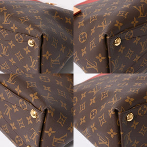 極美品 LOUIS VUITTON ルイヴィトン VトートMM 2WAY ハンドバッグ ショルダーバッグ PVC レザー レッド ブラウン M43957 中古 4a004205
