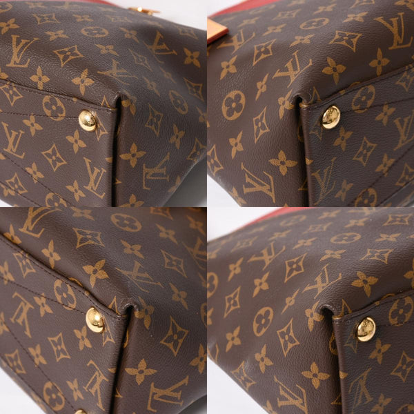 極美品 LOUIS VUITTON ルイヴィトン VトートMM 2WAY ハンドバッグ ショルダーバッグ PVC レザー レッド ブラウン M43957 中古 4a004205