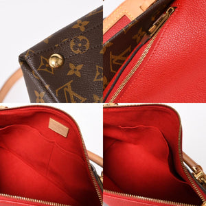極美品 LOUIS VUITTON ルイヴィトン VトートMM 2WAY ハンドバッグ ショルダーバッグ PVC レザー レッド ブラウン M43957 中古 4a004205