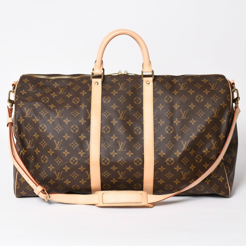 新品同様 LOUIS VUITTON ルイヴィトン モノグラム キーポルバンドリエール55 2WAY ボストンバック M41414 ブラウン キャンバス 中古 4a004215