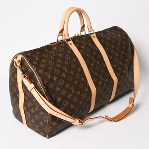 Like new LOUIS VUITTON Monogram Keepall Bandouliere 55 2WAY Boston bag M41414 Brown Canvas Used 4a004215