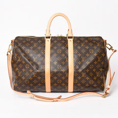 Like new LOUIS VUITTON Boston bag Keepall Bandouliere 45 Monogram M41418 Brown Gold hardware Used 4a004220