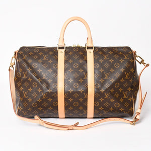 Like new LOUIS VUITTON Boston bag Keepall Bandouliere 45 Monogram M41418 Brown Gold hardware Used 4a004220