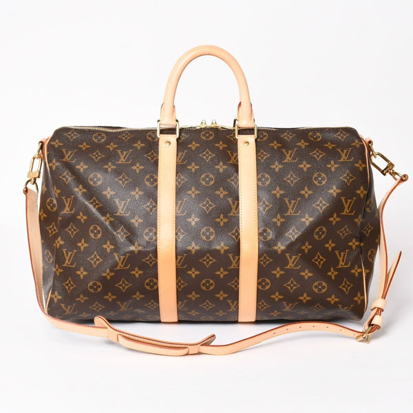 Like new LOUIS VUITTON Boston bag Keepall Bandouliere 45 Monogram M41418 Brown Gold hardware Used 4a004220