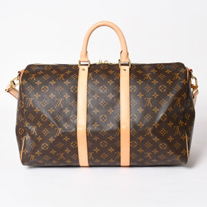 Like new LOUIS VUITTON Boston bag Keepall Bandouliere 45 Monogram M41418 Brown Gold hardware Used 4a004220